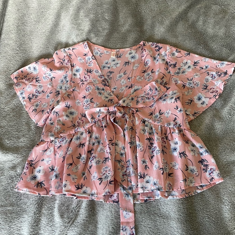 Tie front flower top